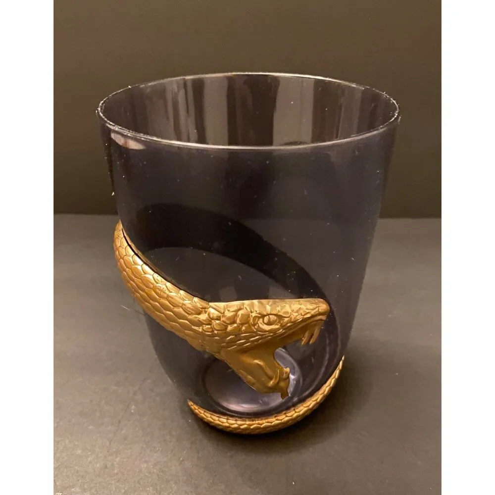 Set of 4 Metallic Gold look 3D Snake Cleopatra Cups plastic Party Glasses 3-D